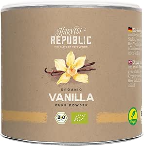 HARVEST REPUBLIC - Polvere di vaniglia biologica, 25 g, per frullati e shakes, food, vegani