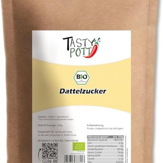 Tasty Pott Zucchero di dattero biologico I Zucchero di canna I dieta vegana I Per la cottura e la dolcezza I Datteri I Brown Suggar (5000g)