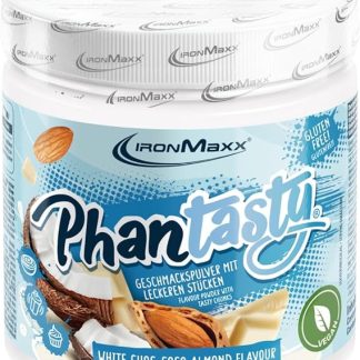 IronMaxx Phantasty - White Choc Coco Almond 250g Barattolo | Polvere aromatizzante vegana con veri pezzi di frutta o frutta secca | Perfetto sostituto dello zucchero.