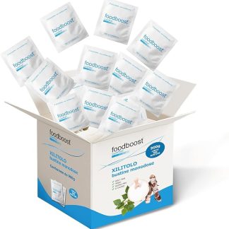 foodboost Xilitolo 100% Naturale da Betulla – 900g (circa 300 bustine monodose) – stesso potere dolcificante dello zucchero – Dieta Ipocalorica, Anti-Carie