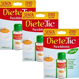 Diete.Tic, Stevia Dolcificante Liquido Zero Calorie, Pratica Confezione da 3 x 50 ml (1000 Gocce), Senza Glutine, Senza Conservanti e Aspartame, Ottimo per Dolcificare Bevande, Yogurt, Macedonie