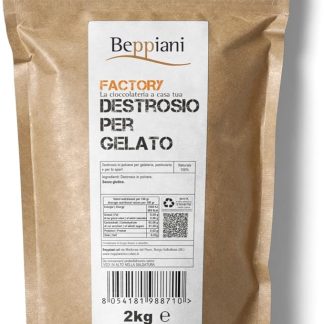 Destrosio Beppiani in polvere 2 Kg per gelati, pasticceria, sciroppo di glucosio, tè freddo, bevande rinfrescanti e ricarica di energia 100% Naturale–Estratto da uva. Prodotto professionale