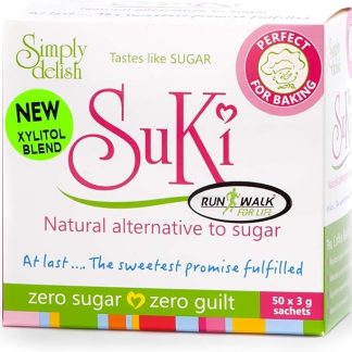 Simply Delish, Suki Sweetener - Sugar Substitute, Sugar and Gluten Free, Natural Sweetener for Coffee, Tea, and Baking - 3g, 50 Sachets, Pack of 12 Low Fat Sweetner
