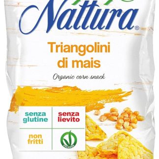 NATTURA Triangolini di Mais Bio, Snack Senza Glutine e Lattosio per l'Aperitivo o la Merenda, Senza Olio di Palma e Lievito, Prodotto Vegano Non Fritto, Confezione da 100 g