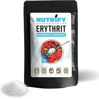 NUTRIFY Eritritolo 1 kg di zucchero privo di calorie – 100% vegano alternativa allo zucchero eritritolo, sostituto dello zucchero, alternativa alla cottura e alla cottura, 1000 g