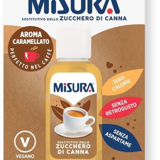 Misura® Dolcificante Liquido Zero Calorie, Sostitutivo dello Zucchero di Canna, Con Aroma Caramellato, Perfetto Caffe’ e Cocktails, Senza Glutine, Vegano, Senza Aspartame, Conf. Apri e Chiudi, 55ml