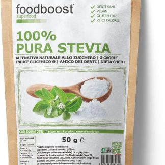 Stevia 50 g foodboost, sostituto dello zucchero, 0kcal - 100% Puro, dolcifica 300 vole più dello zucchero, adatto per diabetici e diete ipocaloriche o bilanciate