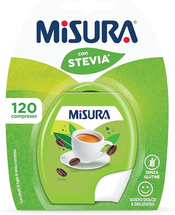 Misura Stevia Dolcificante in Compresse, Zero Calorie, Senza Glutine, Dolcificante di Origine Naturale, Confezione Apri e Chiudi Portatile, 120 Compresse