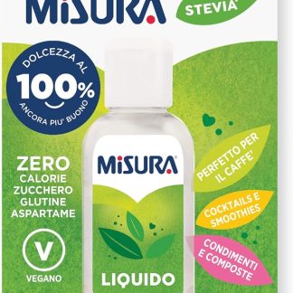 Misura Stevia Dolcificante Liquido Zero Calorie, Senza Glutine, Dolcificante Vegano, Confezione Apri e Chiudi Portatile, 55ml