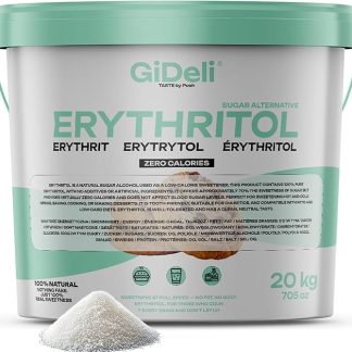 GiDeli Eritritolo 20 kg in secchio di zucchero semolato di ricambio per alimenti come alternativa allo zucchero vegano e dentale
