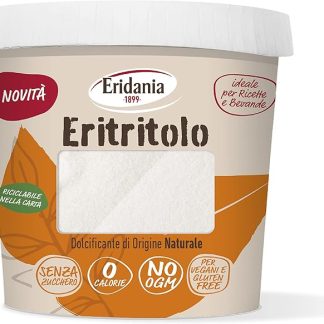 Eridania Eritritolo, Dolcificante di Origine Naturale, Sostituto dello Zucchero, Senza Calorie e OGM, Per Vegani, Gluten Free, 270 gr