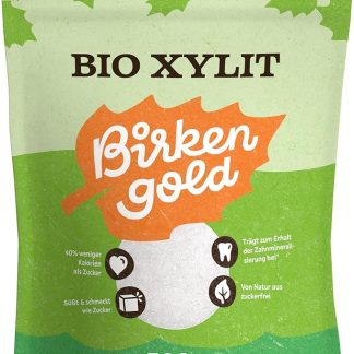 Birkengold Xilitolo biologico 500 g | xylitol prodotto con mais biologico | 40% di calorie in meno | rispettoso dei denti | ideale per cucinare e per la cottura al forno | indice glicemico di 11