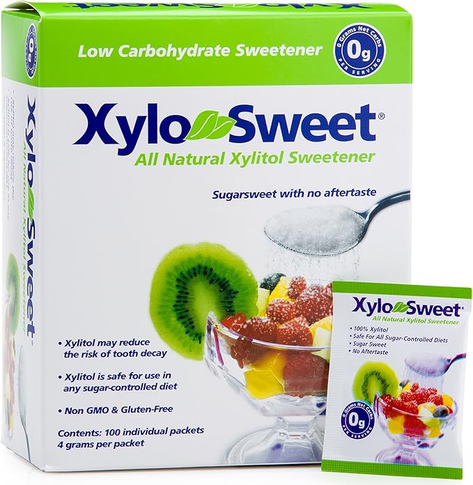 Xlear XyloSweet Dolcificante Naturale a Base di Xilitolo da Fonte Vegetale – Sostituto dello Zucchero Puro, in Granuli, Non OGM, Senza Glutine, 100 Packets (Pack of 1)