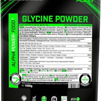 ALPHAPOWER FOOD I PREMIUM Glicina in polvere 1kg vegan I Amminoacido bioattivo puro e puro al 100% I Dolcificante