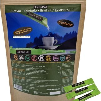 ZeroCal - 1:1 (Stevia - Eritritolo) - 100 Bustine Stick da 3 g | Ideale per dolcificare caffè, tè e altre bevande | Zero calorie | Potere Dolcificante Uguale Allo Zucchero Tradizionale