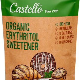 Eritritolo Dolcificante Biologico Ecologico | 10g = 7g zucchero | Sostituto dello zucchero con gusto 100% Naturale - 0 Indice Glicemico - 0 Calorie - 0 Carboidrati - Castello since 1907-850 g