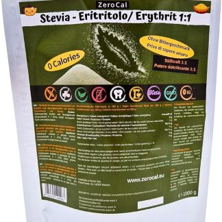 ZeroCal 1:1 (Stevia - Eritritolo) 1000 grammi | Dolcifica come lo zucchero | senza calorie | ideale per bevande e ricette | per tutte le diete | qualità Premium | senza glutine | cristallino