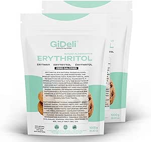 GiDeli Eritritolo 2 kg di zucchero semolato privo di calorie come alternativa allo zucchero vegano e dentale