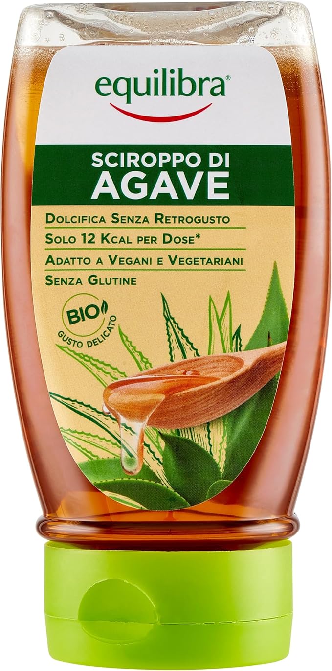 equilibra Integratori Alimentari, Sciroppo D'Agave, da Usare come Dolcificante per Bevande o Ingrediente per Dolci e Dessert, Bio e Senza Glutine, Gusto Delicato, 350 g