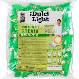 Dulcilight Dolcificante Stevia Zero 100 Bustine Sapore Naturale 100% | 1gr = 10gr di zucchero | Senza Glutine Keto Vegan Non OGM Zero Calorie | Senza Xilitolo o Eritritolo