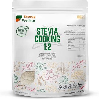 Energy Feelings Stevia Cooking 1:2-1Kg, Mix di Eritritolo con Stevia in Polvere. Dolcificante Naturale Vegano Senza Zucchero nè Glutine, Addolcisce il doppio dello Zucchero