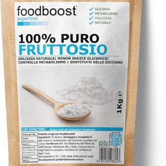 foodboost - Fruttosio 1Kg con dosatore - 100% puro - potere dolcificante superiore allo zucchero - controllo metabolismo - minore indice glicemico