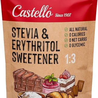 Dolcificante Stevia + Eritritolo 1:3 | 1g = 3g zucchero | Sostituto dello Zucchero con gusto 100% Naturale - 0 calorie - 0 Indice Glicemico - Keto e Paleo - 0 Carboidrati - Castello since 1907-850 g