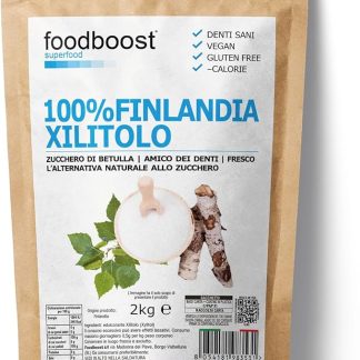 Xilitolo Finlandese 2Kg foodboost - 100% Naturale estratto da Betulla - stesso potere dolcificante dello zucchero - adatto diete ipocaloriche o bilanciate - contro la carie - 100% Europeo