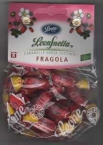 Leonsnella Fragola Sacchetto da 100 g - Caramelle dure senza zucchero dolcificate con isomalt e matilolo (naturali) - Adatte nelle diete ipocaloriche - Contrastano lo sviluppo della carie