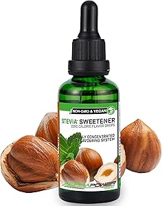 ALPHAPOWER FOOD: Stevia liquida, (1 x50ml Gusto nocciola) Gusto liquido, Gocce aromatizzanti e dolcificante senza zucchero sostituto dello zucchero & calorie, dolcificante naturale, vegano