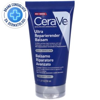 CeraVe Balsamo Riparatore, Per Pelli Molte Secche, Screpolate e Danneggiate, 50 ml + CERAVE MINI FOAMING CLEANSER 20ml GRATIS