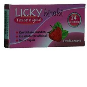 Fitobucaneve Licky Bimbi Cough/Throat Gluten Free 24Strawberry candies