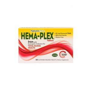 Nature's Plus Hema Plex Organic Iron Supplement 30 Tablets