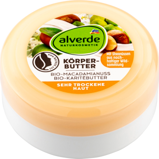 alverde Burro corpo alla noce di macadamia bio e burro di karité bio minitaglia, 50 ml
