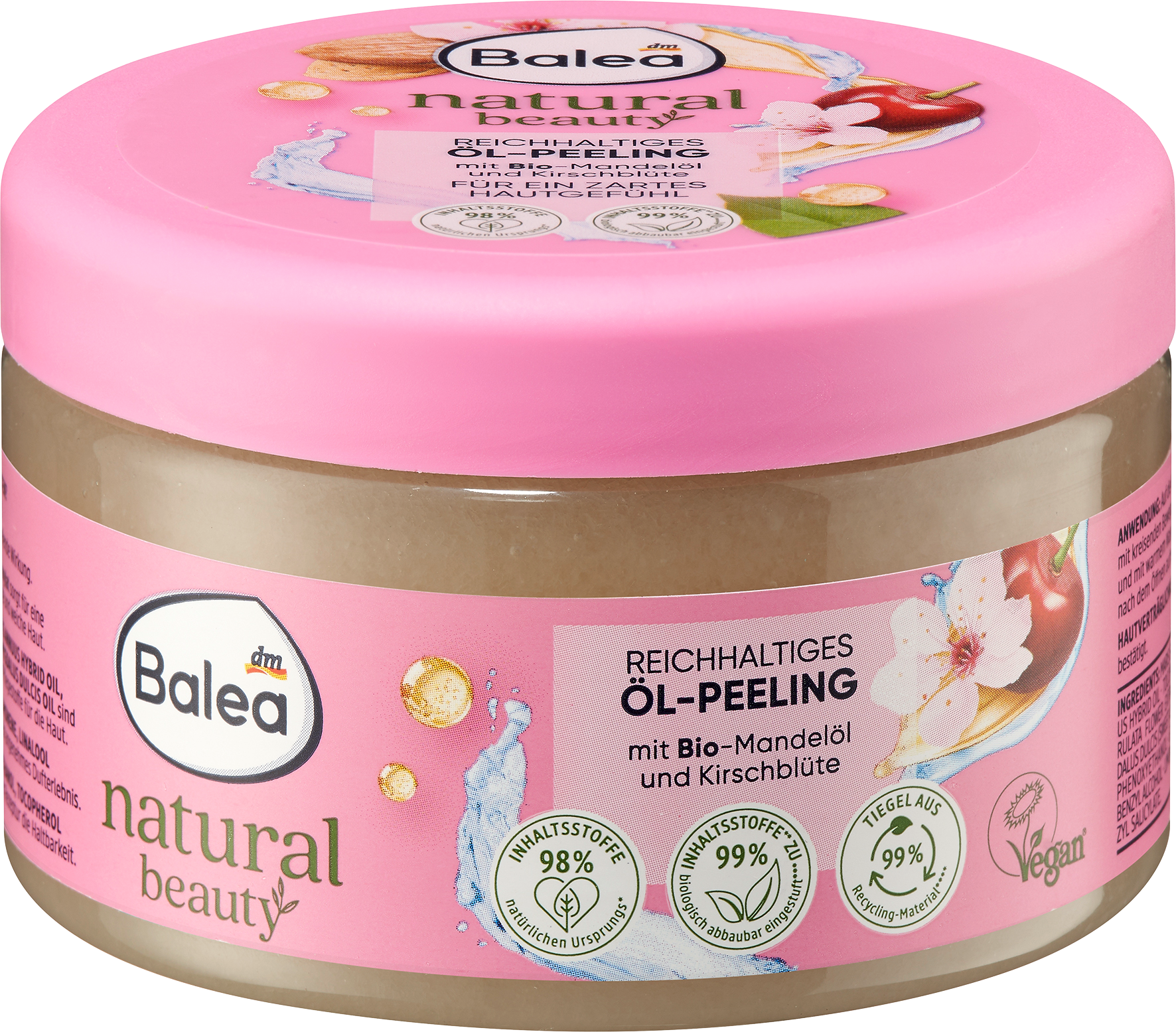 Balea Olio peeling nutriente Natural Beauty ai fiori di ciliegio, 300 g
