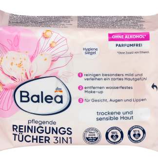 Balea Salviette struccanti e detergenti 3in1 per pelli sensibili, 25 pz