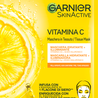 GARNIER SKIN ACTIVE Maschera in tessuto SKINACTIVE Vitamina C con siero illuminante, 1 pz