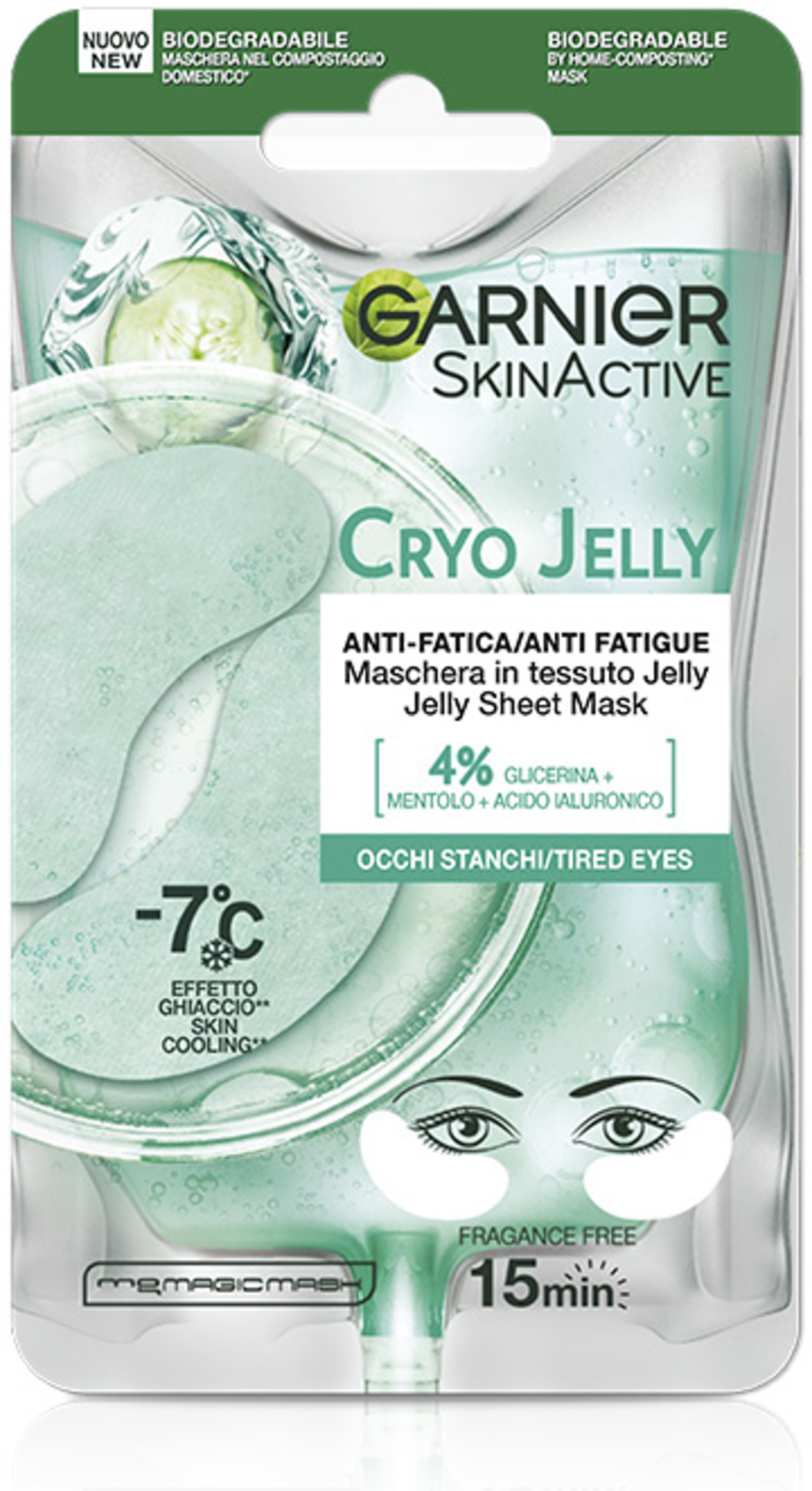 GARNIER SKIN ACTIVE Patch occhi in tessuto SKINACTIVE Cryo Jelly anti-fatica, 2 pz