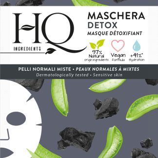 HQ Maschera viso in tessuto detox con aloe vera e carbone vegetale, 1 pz