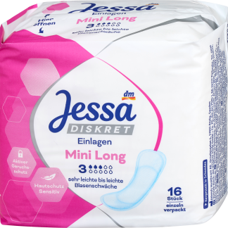 Jessa DISKRET Assorbenti per incontinenza lieve Mini Long, 16 pzDispositivi medici