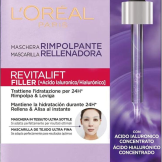 L'ORÉAL PARiS Maschera rimpolpante in tessuto Revitalift Filler con acido ialuronico concentrato, 1 pz