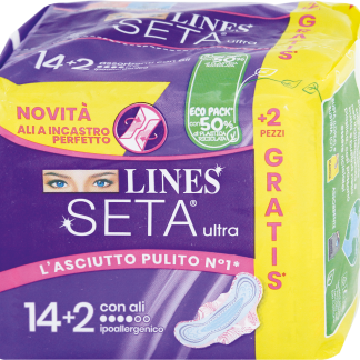LINES Assorbenti Seta Ultra con ali, 16 pz