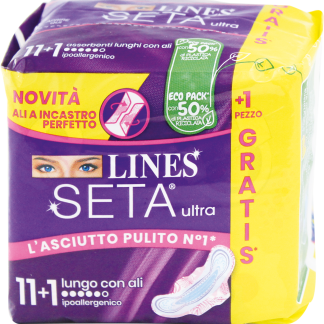 LINES Assorbenti Seta Ultra Lungo con ali, 12 pz