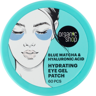 organic shop Patch occhi in gel idratanti blu matcha e acido ialuronico, 60 pz