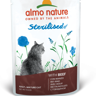 Влажный стерильный корм для кошек Almo Nature с говядиной, 70 г. Полноценный корм.
