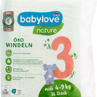Экологичные подгузники Babylove Nature, размер 3 (4-9 кг), 36 шт.