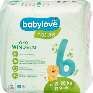 Экологичные подгузники Babylove Nature, размер 6 (15-20 кг), 27 шт.