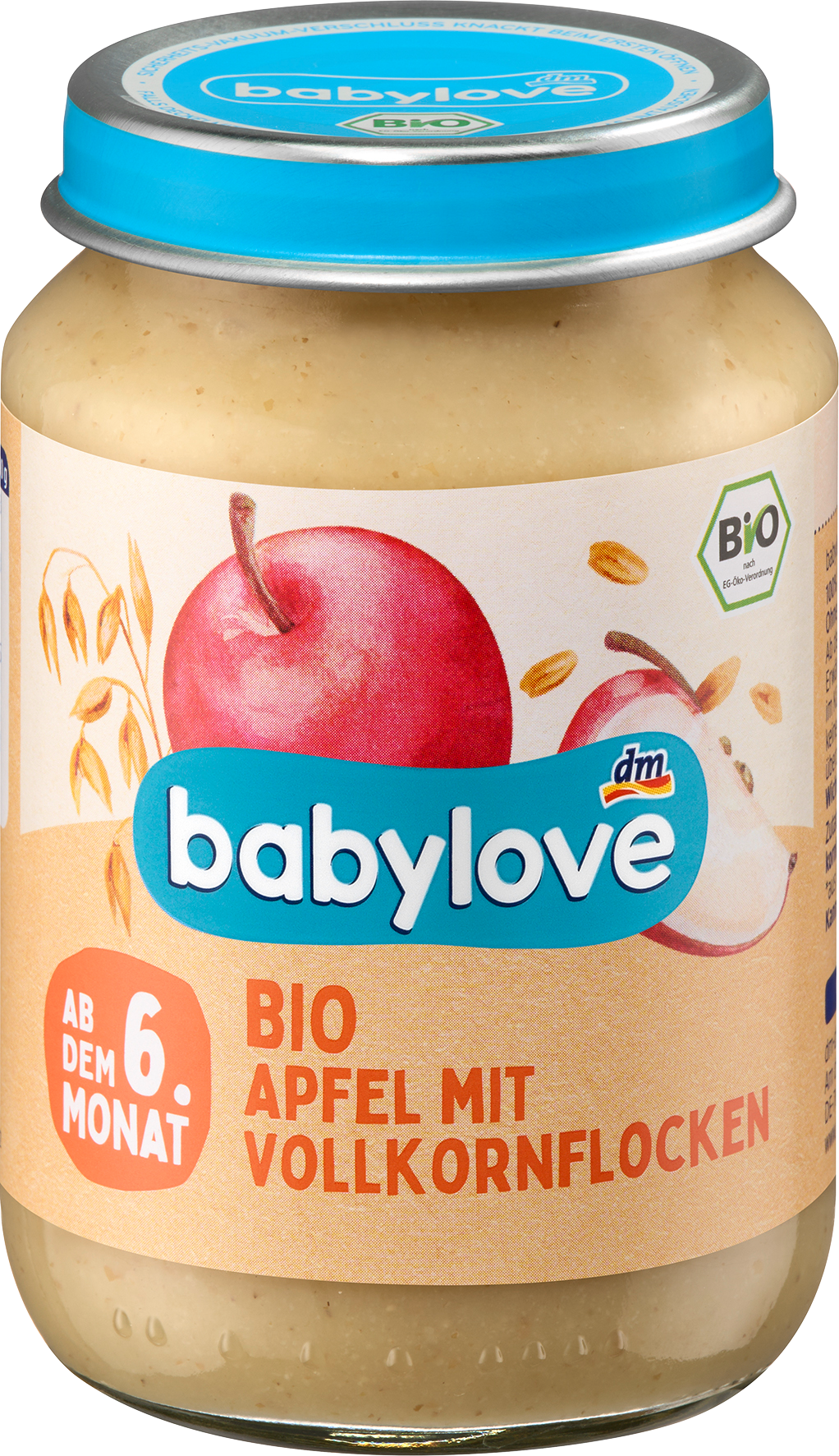 Babylove Яблочное пюре с цельными злаками, 190 г. Дополнительное питание.