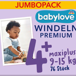 Подгузники babylove Premium, размер 4+ Maxiplus (9-15 кг), большая упаковка, 76 шт.