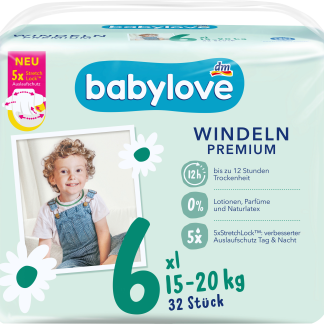 Подгузники Babylove Premium, размер 6 XL (15-20 кг), 32 шт.